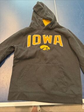 Nike Kids Black Hoodie with Gold Iowa Logo